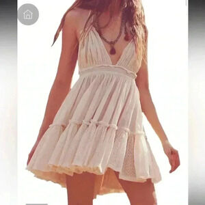 R.Vivimos Womens Summer Halter Deep V Neck Patchwork Mini Short Dress Size M